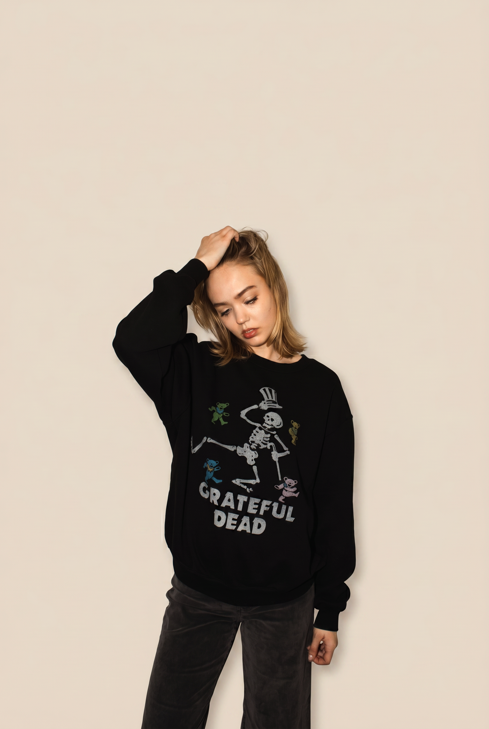 The Grateful Dead Trucking Womens Crewneck Sweatshirt Black Officially Licensed