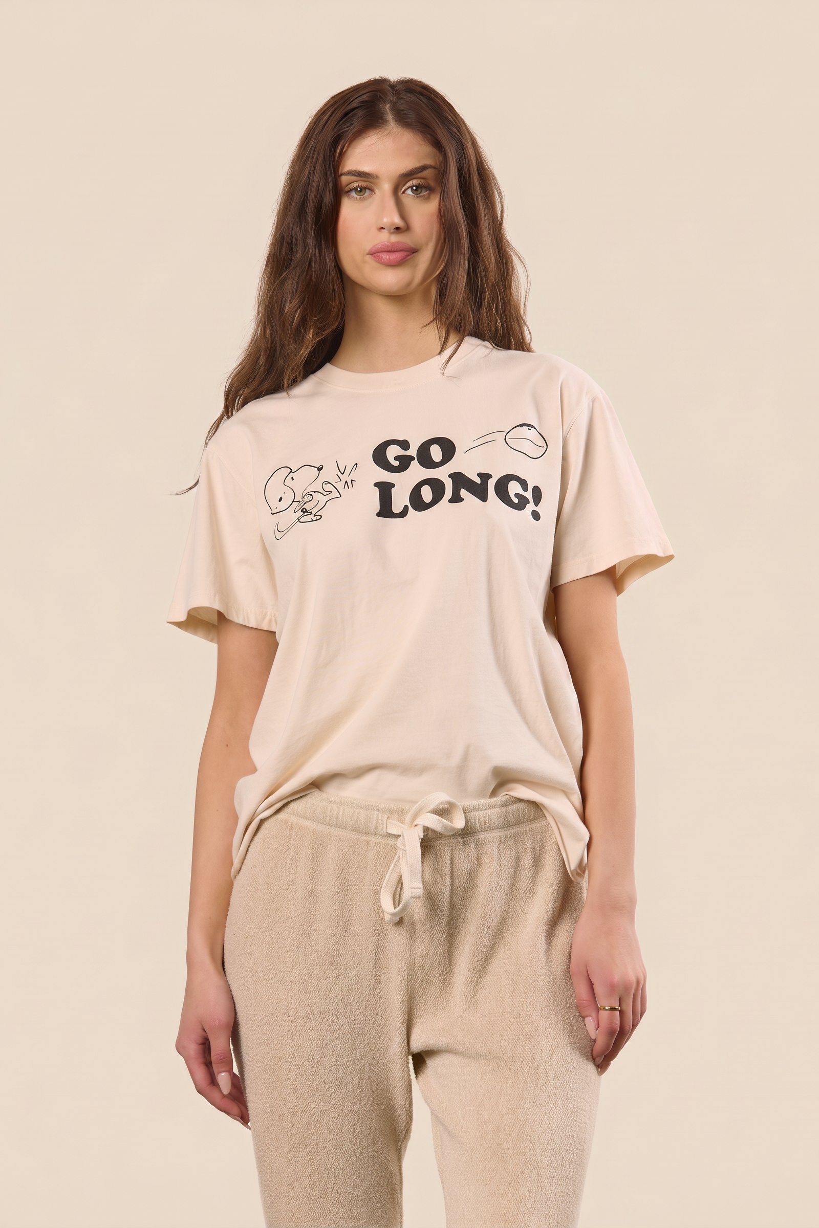 Peanuts Snoopy Kickoff Womens T Shirt Natural Officially Licensed