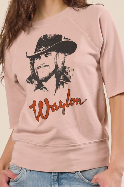 Waylon Jennings Womens Raglan Shirt Pink Officially Licensed