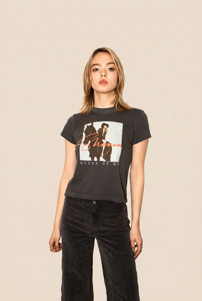 Shania Twain Queen of Me Crop Tee Womens T Shirt Grey Officially Licensed