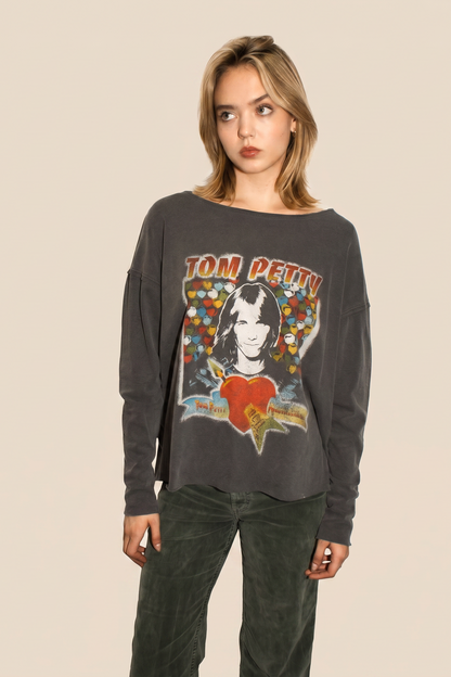 Tom Petty Top Womens Long Sleeve Shirt Black Officially Licensed