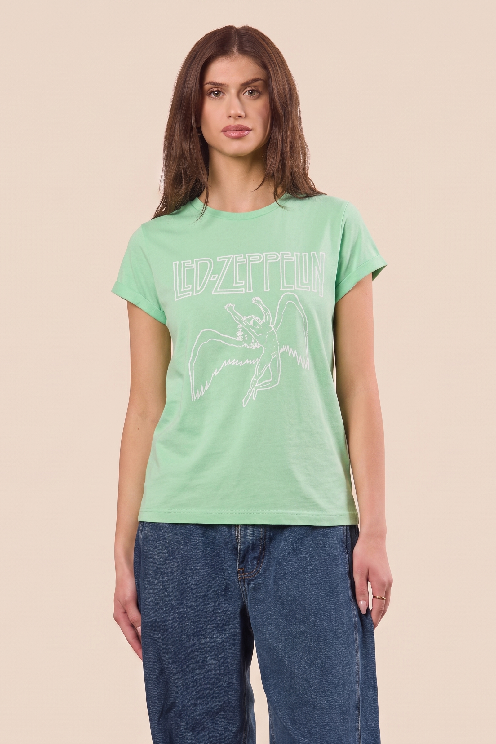 Led Zeppelin Swan Womens T Shirt Kiwi Green Officially Licensed