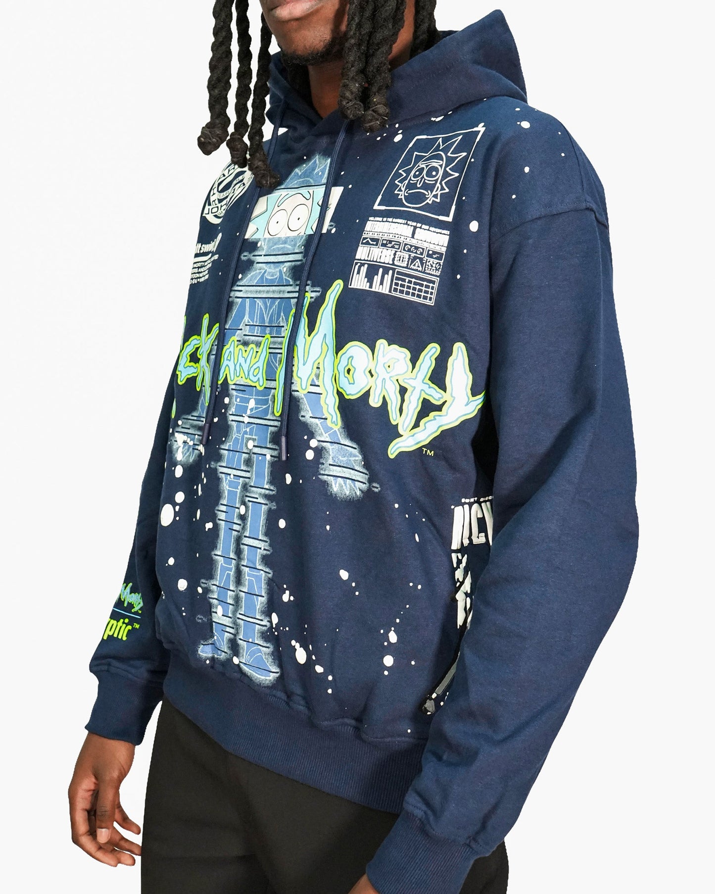 Rick & Morty™ - Glitch Rick Blue Oversized Heavyweight Mens Hoodie