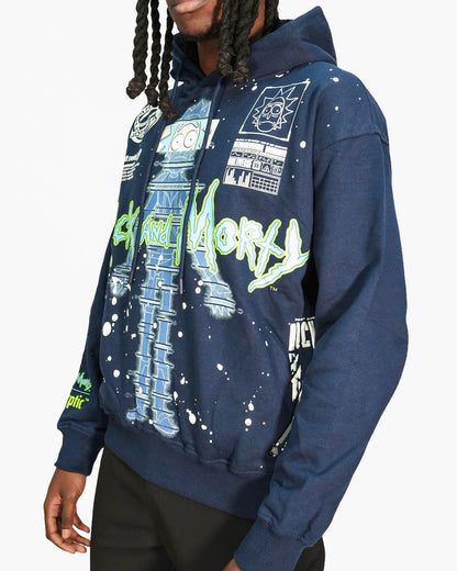 Rick & Morty™ - Glitch Rick Blue Oversized Heavyweight Mens Hoodie