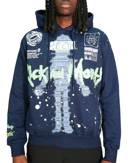 Rick & Morty™ - Glitch Rick Blue Oversized Heavyweight Mens Hoodie