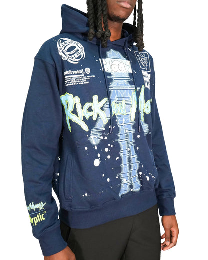 Rick & Morty™ - Glitch Rick Blue Oversized Heavyweight Mens Hoodie