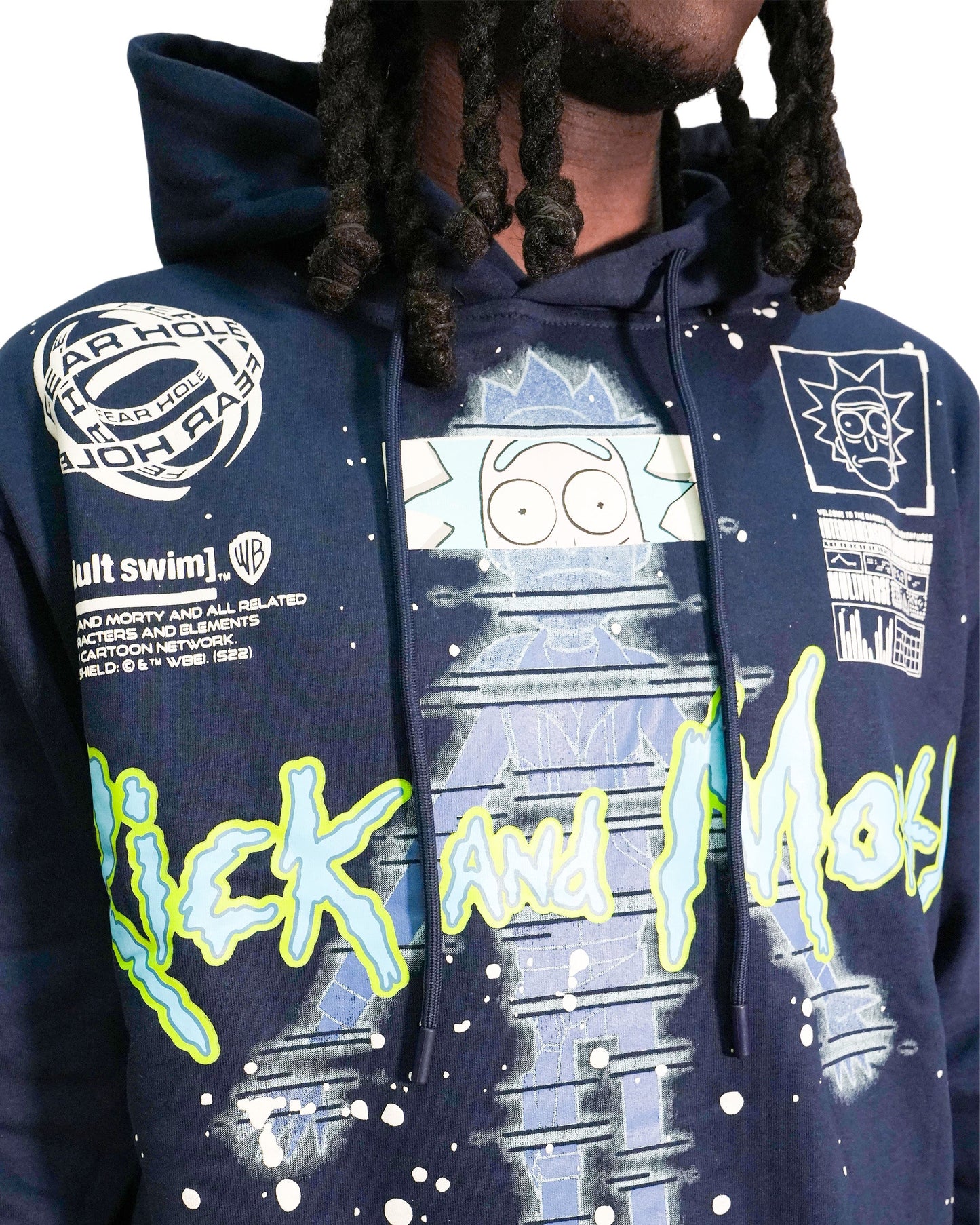 Rick & Morty™ - Glitch Rick Blue Oversized Heavyweight Mens Hoodie