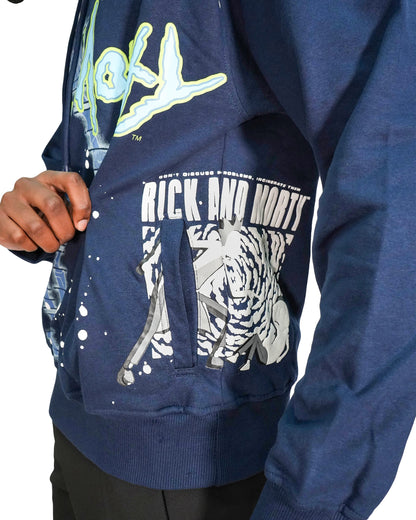 Rick & Morty™ - Glitch Rick Blue Oversized Heavyweight Mens Hoodie
