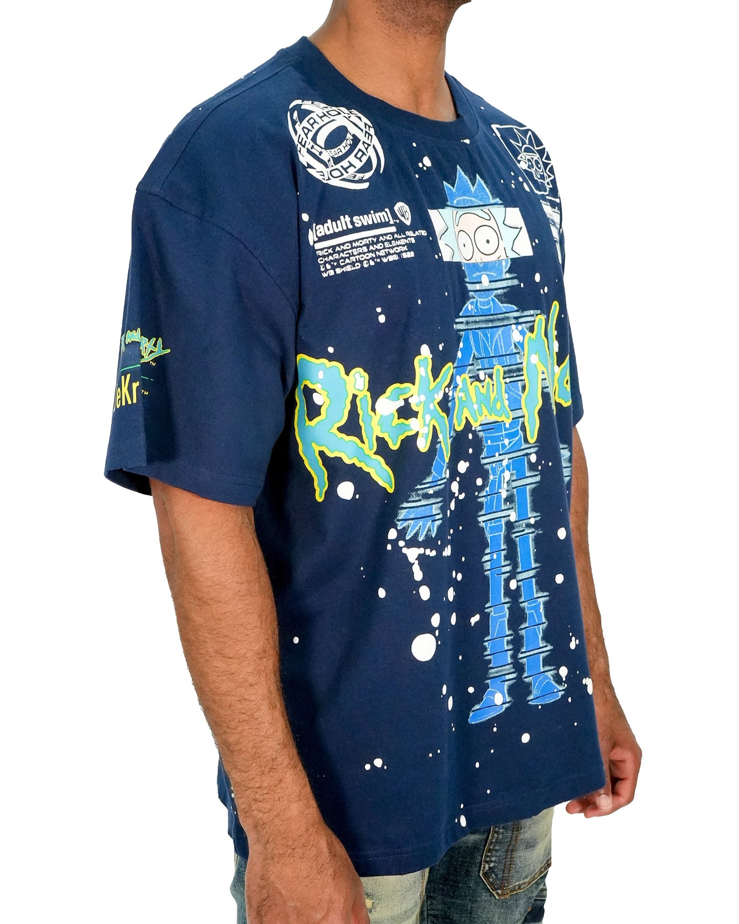 Rick & Morty - Glitch Rick Blue Oversized Mens T Shirt