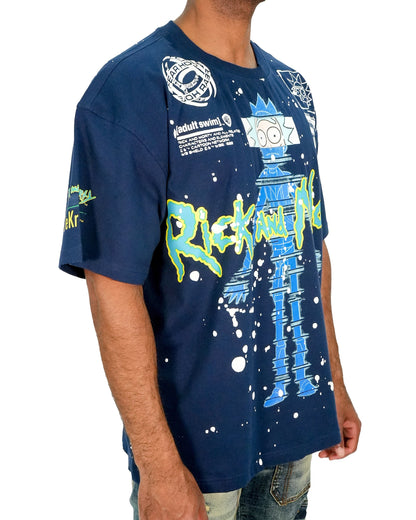 Rick & Morty - Glitch Rick Blue Oversized Mens T Shirt