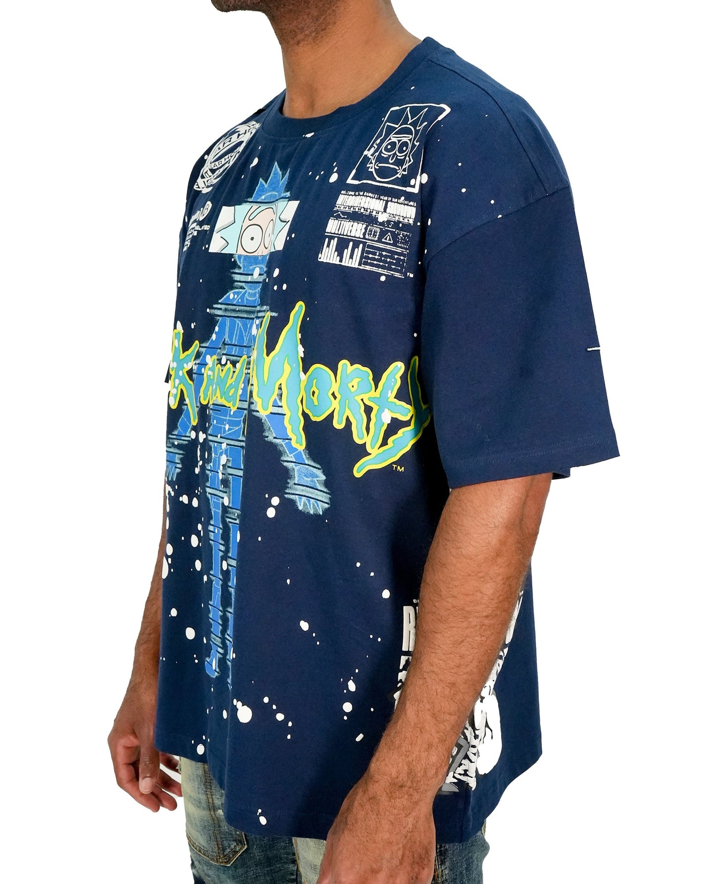 Rick & Morty - Glitch Rick Blue Oversized Mens T Shirt