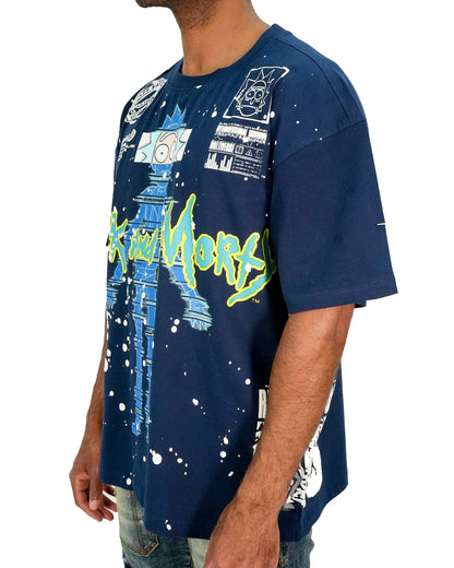 Rick & Morty - Glitch Rick Blue Oversized Mens T Shirt