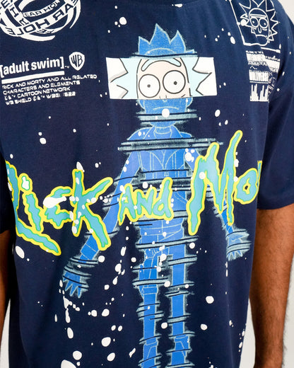 Rick & Morty - Glitch Rick Blue Oversized Mens T Shirt