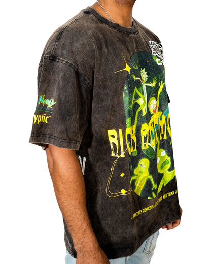 Rick & Morty - Multiverse Acid Black Oversized Mens T Shirt