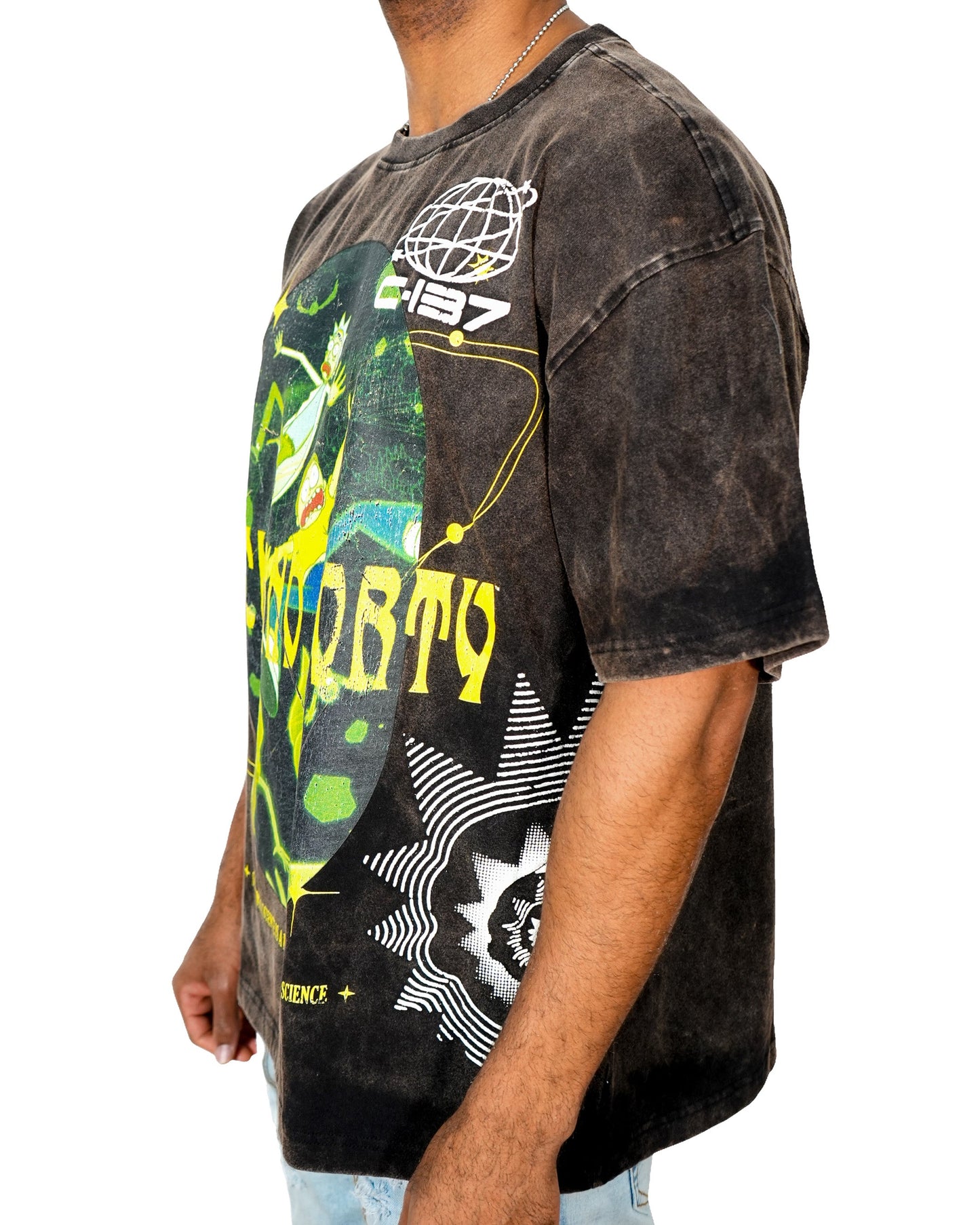 Rick & Morty - Multiverse Acid Black Oversized Mens T Shirt
