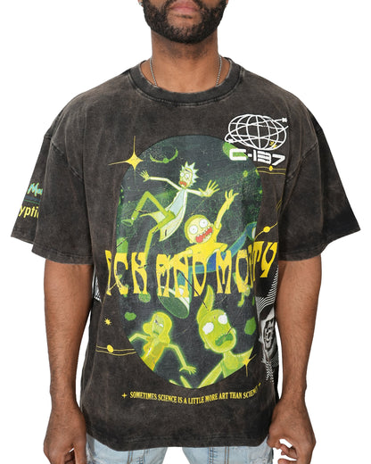 Rick & Morty - Multiverse Acid Black Oversized Mens T Shirt