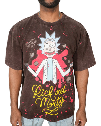 Rick & Morty - Rick The Ruler Acid Brown Oversized Mens T Shirt