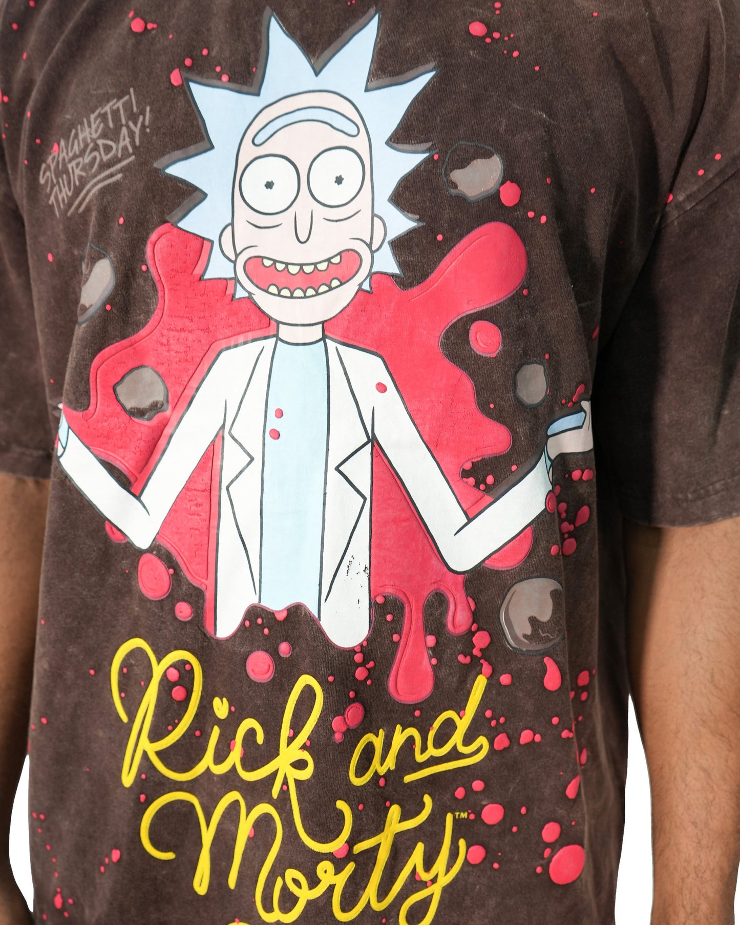 Rick & Morty - Rick The Ruler Acid Brown Oversized Mens T Shirt