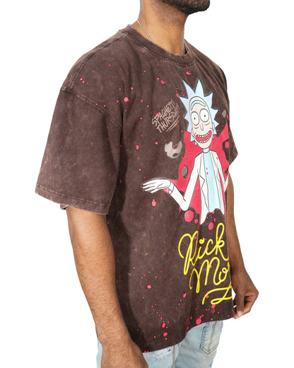 Rick & Morty - Rick The Ruler Acid Brown Oversized Mens T Shirt