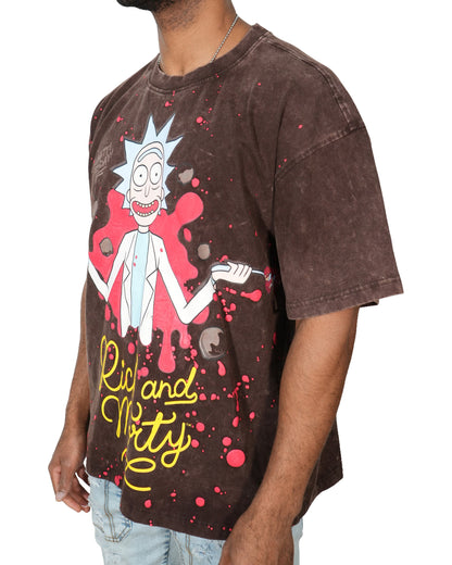 Rick & Morty - Rick The Ruler Acid Brown Oversized Mens T Shirt