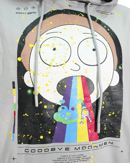 Rick & Morty™ - Rainbow Morty Grey Oversized Heavyweight Mens Hoodie