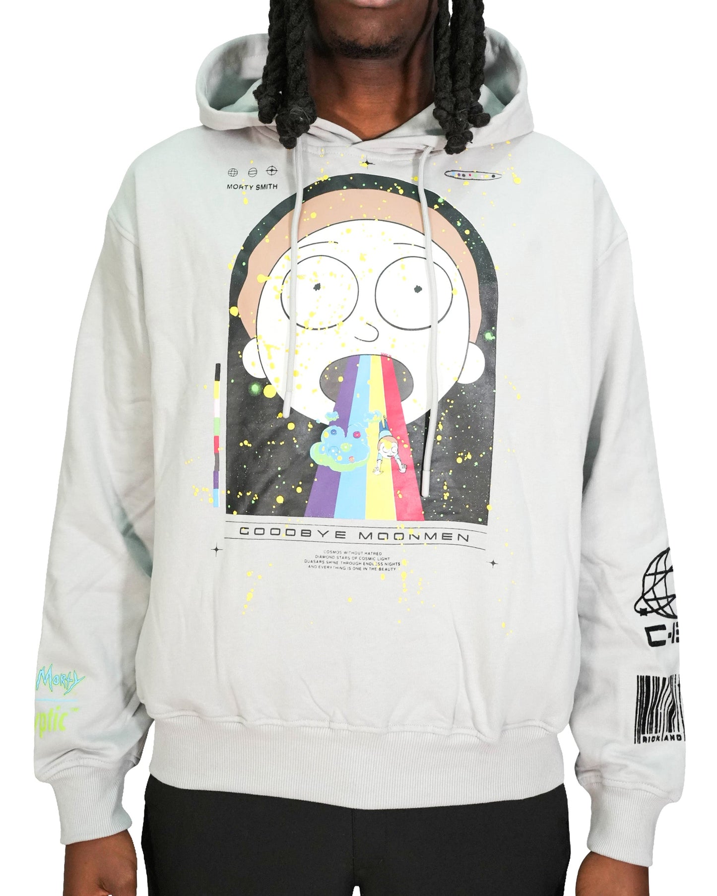 Rick & Morty™ - Rainbow Morty Grey Oversized Heavyweight Mens Hoodie