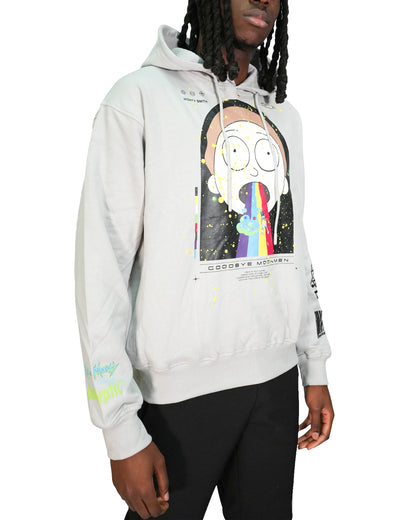 Rick & Morty™ - Rainbow Morty Grey Oversized Heavyweight Mens Hoodie