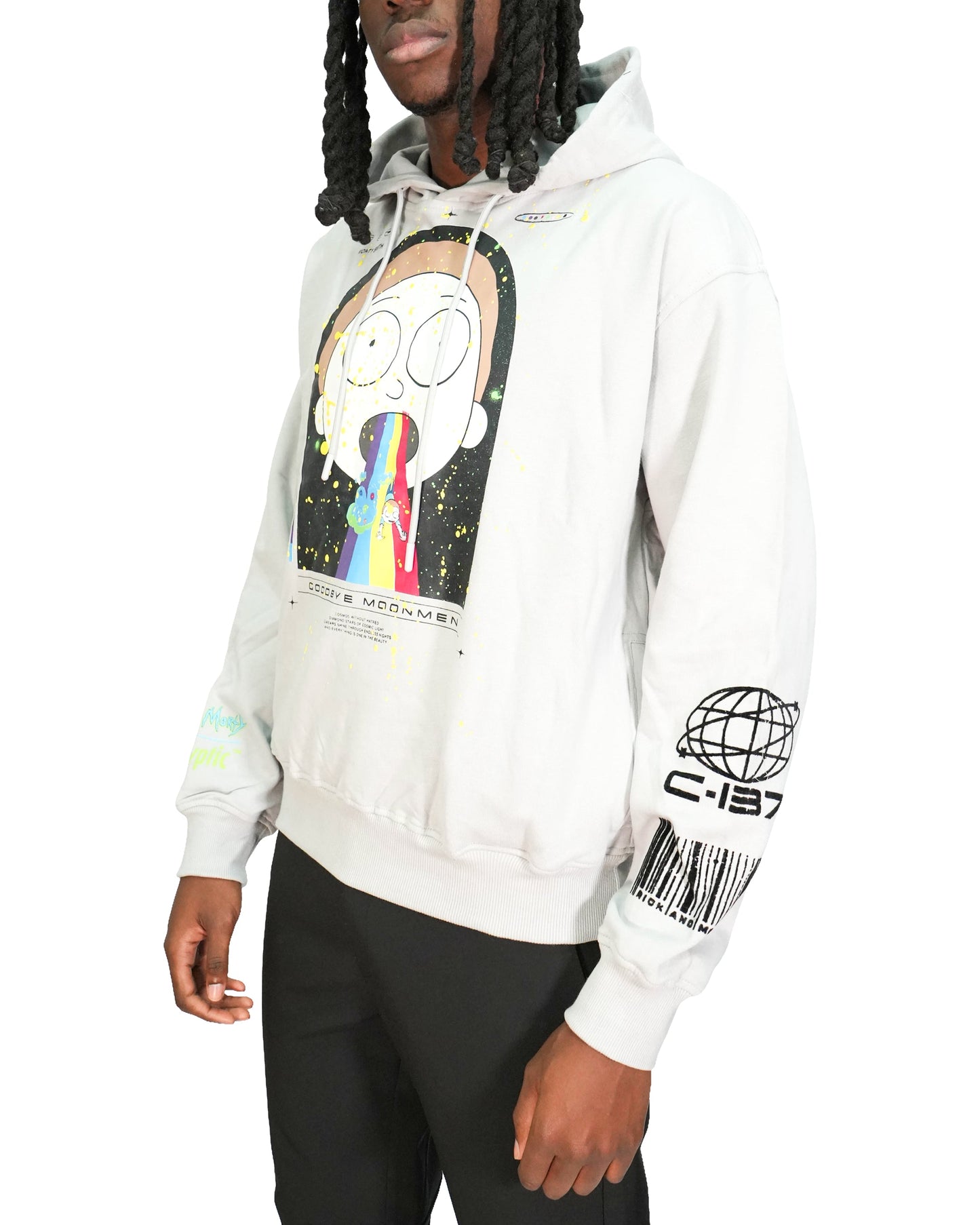 Rick & Morty™ - Rainbow Morty Grey Oversized Heavyweight Mens Hoodie