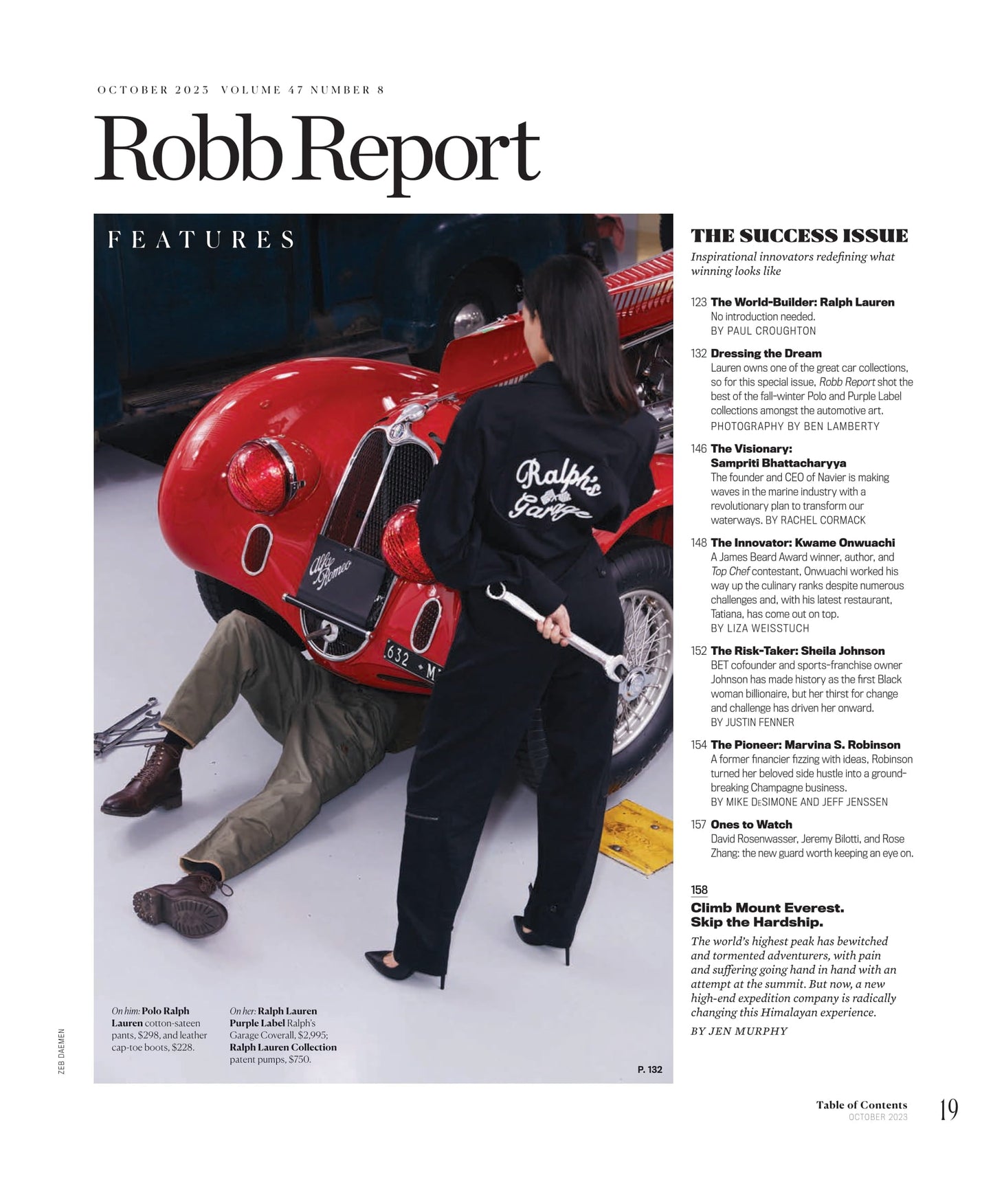 Robb Report - The Success Issue October 2023: Starring Ralph Lauren, Photos Of Fall-Winter Polo & Purple Label Collections Amongst His Car Collection, Navier Founder Reshapes Marine Industry & More!
