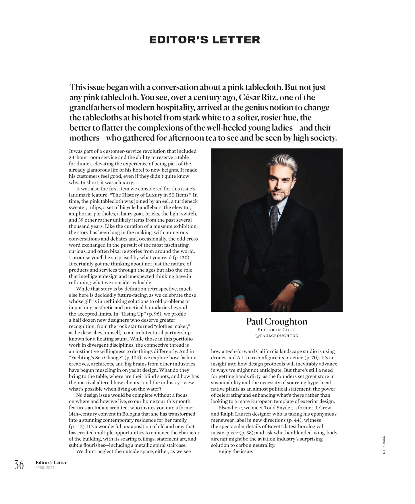 Robb Report - The Design Issue April 2024: Fresh Ideas Powering The Worlds Of Yachts, Cars, Homes & Style, The History Of Luxury In 50 Objects, Italian Gothic, In The Studio With Marc Quinn & More!