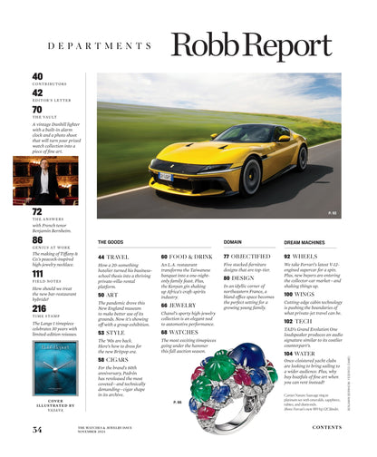 Robb Report - The Watches & Jewelry Issue November 2024: The Making of Tiffany & Co's Peacock Inspired Necklace, Dressing Down Your Dress Watch, 5 Female Creators Making Strides In High Jewelry & More