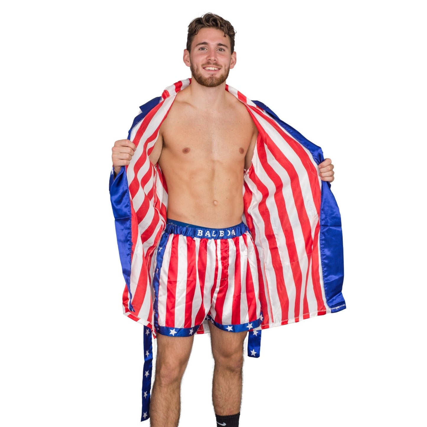 Adult Satin American Flag Robe Movie Boxer Halloween Cosplay Costume Replica Robe