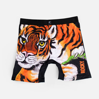 Rocky Satin Tiger Mens Brief Shorts Black