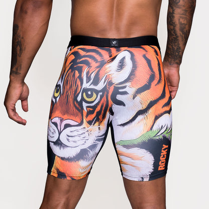 Rocky Satin Tiger Mens Brief Shorts Black