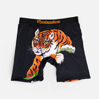 Rocky Satin Tiger Mens Brief Shorts Black