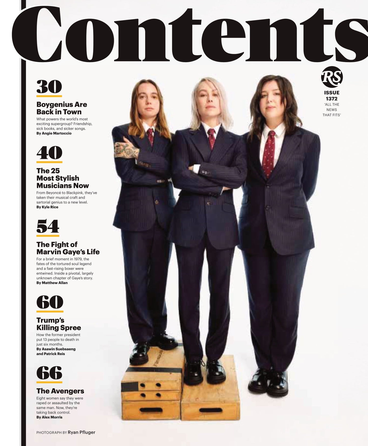 Rolling Stone - February 2023: Julien Baker, Phoebe Bridgers & Lucy Dacus Are Boygenius, 25 Most Stylish Musicians, The Fight Of Marvin Gaye's Life, Trump's Killing Spree, Lil Tjay's Second Act & More