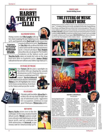 Rolling Stone - April 2026: Future Of Music, Lola Young Tells It Like It Is, Feuerza Regida Built An Empire To Last, BigXthaPlug The Rapper With Texas-Size Ambition, Harry Styles Album Review & More!