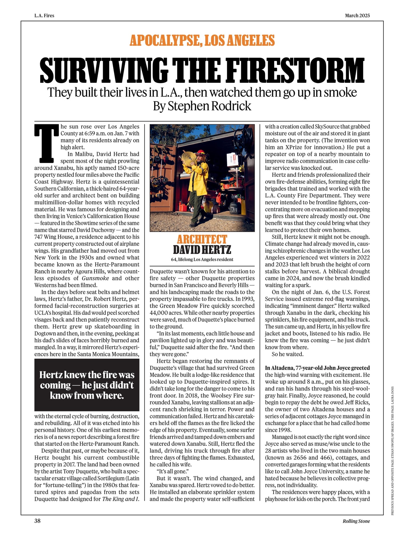 Rolling Stone - March 2025: The Tragedy Of Liam Payne, Los Angeles Surviving The Inferno, Monica Lewinsky Interview, Marianne Faithfull, Michelle Buteau's Comedy, Hannah Bahng & More!