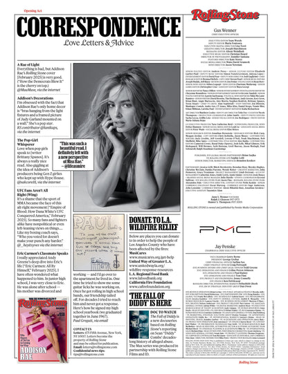 Rolling Stone - March 2025: The Tragedy Of Liam Payne, Los Angeles Surviving The Inferno, Monica Lewinsky Interview, Marianne Faithfull, Michelle Buteau's Comedy, Hannah Bahng & More!