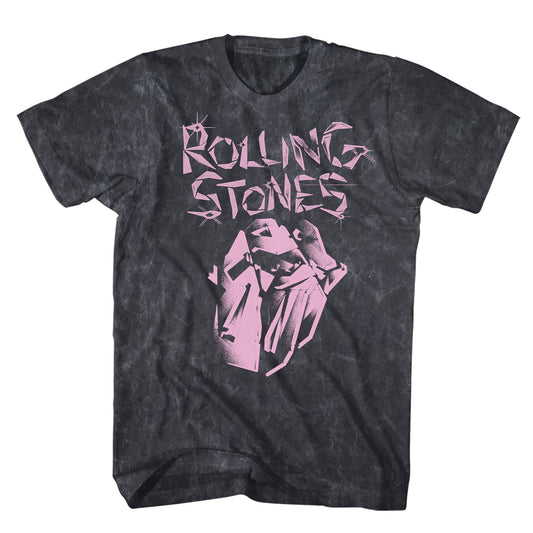 Rolling Stones Logo Mineral Wash Mens T Shirt Black