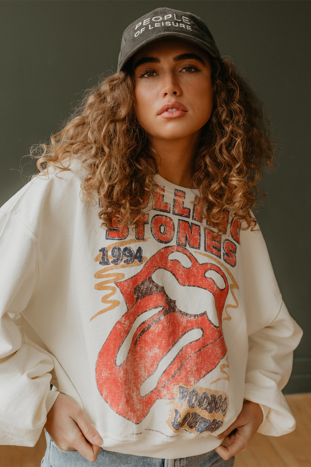 Rolling Stones 1994 Voodoo Lounge Womens Sweatshirt Ivory