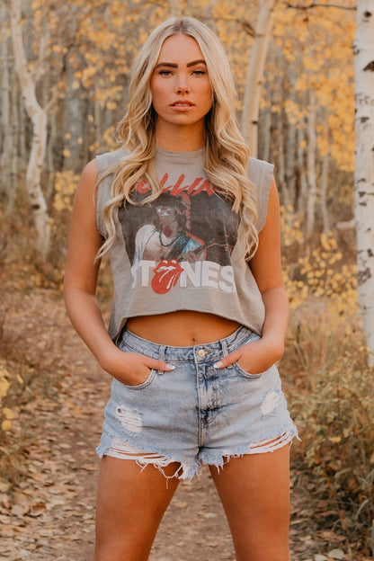 Rolling Stones Womens Tank Top Shirt Grey