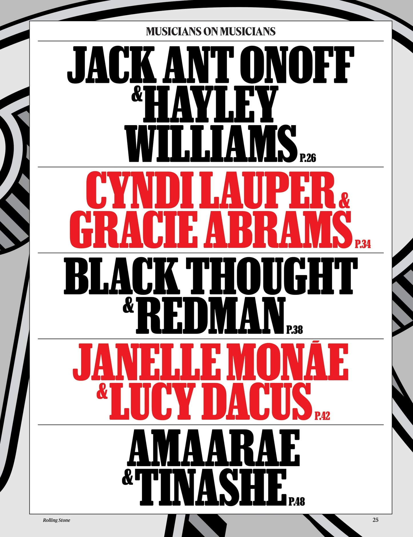 Rolling Stone - November 2025: Musicians On Musicians 2025, Jack Antonoff & Hayley Williams, Gracie Abrams & Cyndi Lauper, Inside The Wild World Of K-Pop Demon Hunters, Trump's New Crackdown & More!