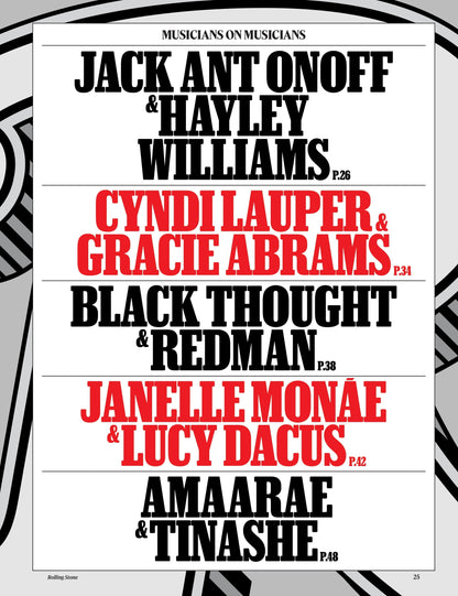 Rolling Stone - November 2025: Musicians On Musicians 2025, Jack Antonoff & Hayley Williams, Gracie Abrams & Cyndi Lauper, Inside The Wild World Of K-Pop Demon Hunters, Trump's New Crackdown & More!