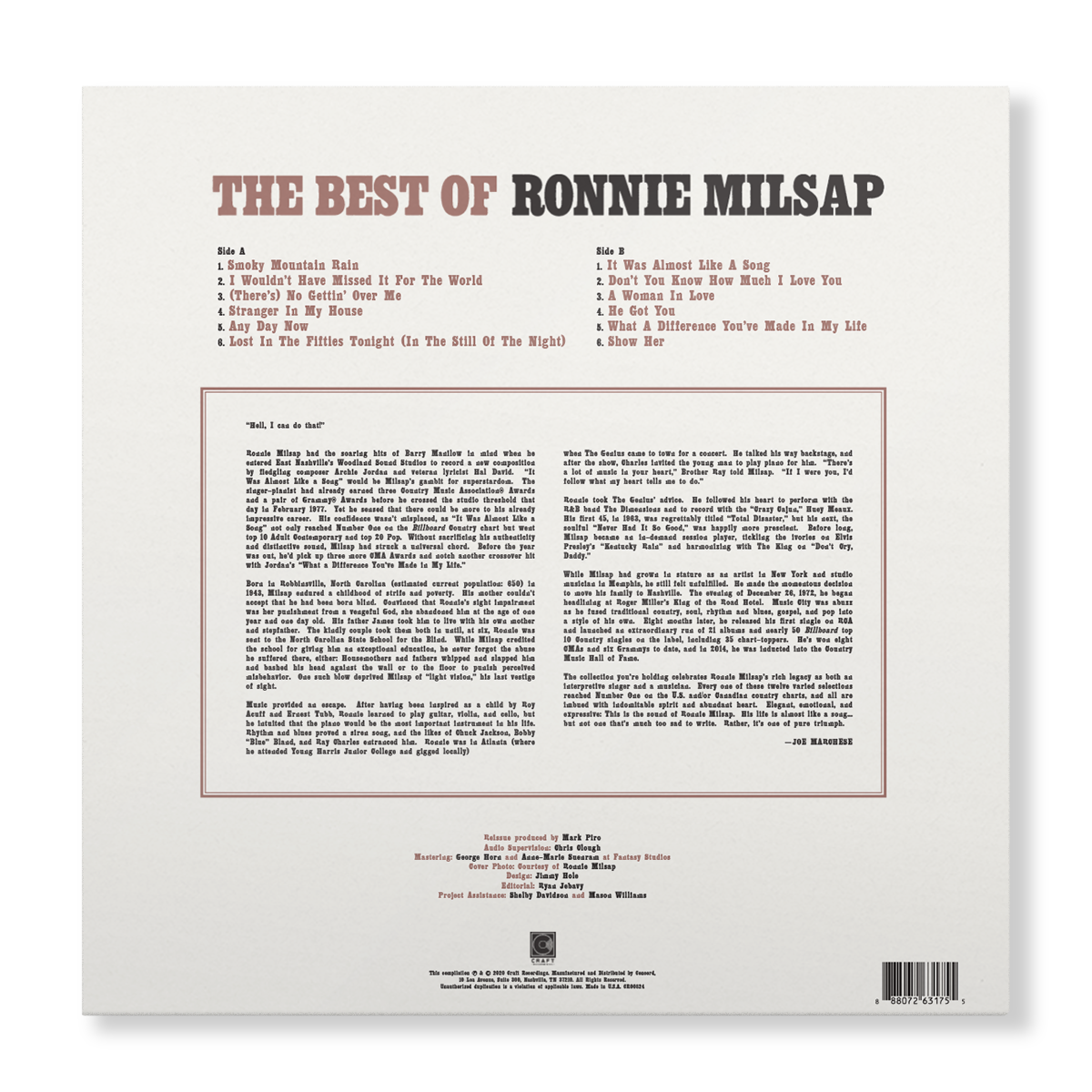 The Best Of Ronnie Milsap LP Vinyl Record