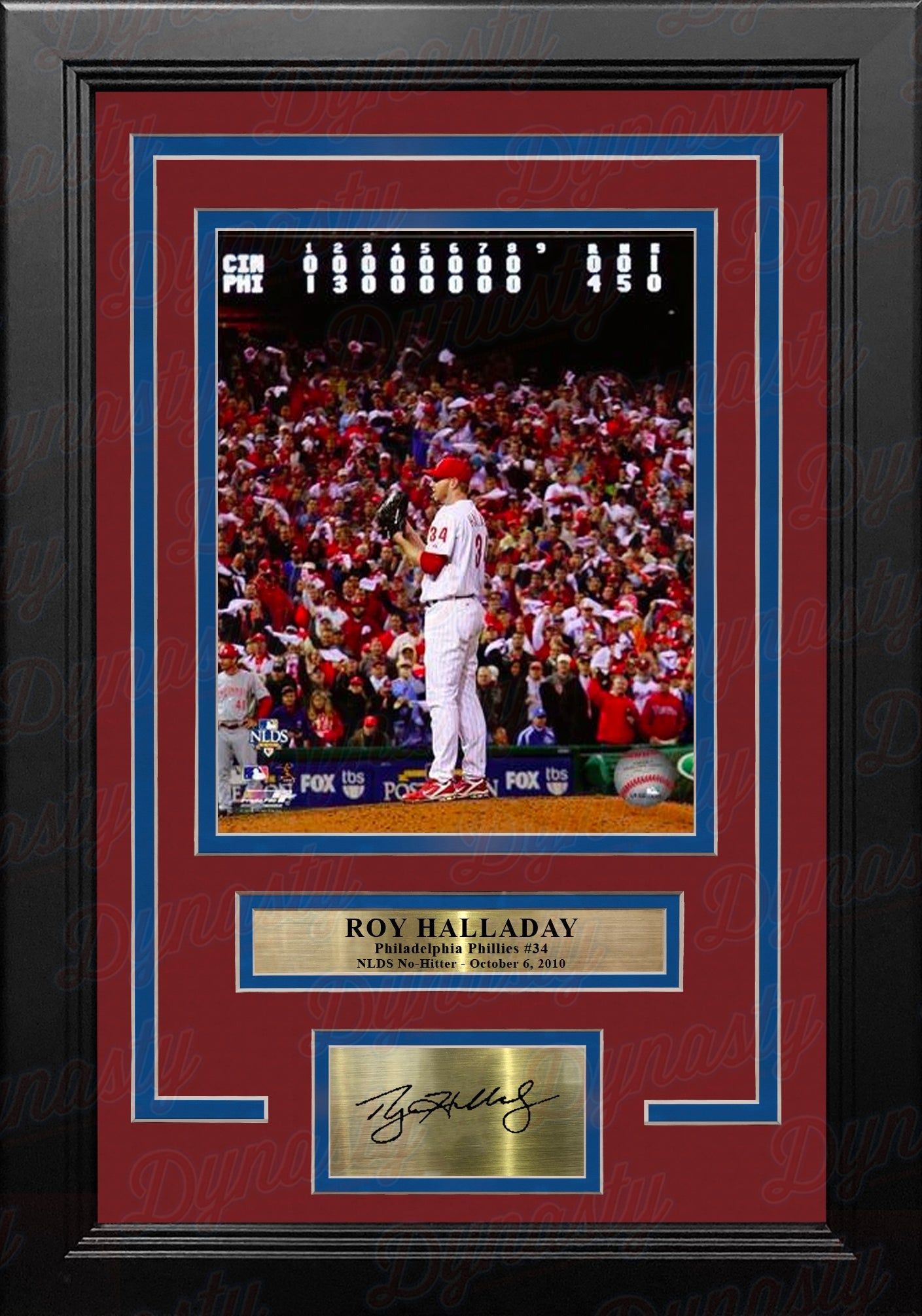 Roy Halladay NLDS No Hitter Philadelphia Phillies 8x10 Framed Baseball Photo with Engraved Autograph