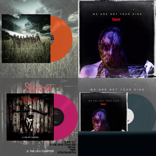 Slipknot - All Hope Is Gone (Orange Vinyl/2LP) & We Are Not Your Kind (Dl Card) & .5: The Gray Chapter (X) (Pink Vinyl/2LP) & We Are Not Your Kind (2LP/Light Blue Vinyl)