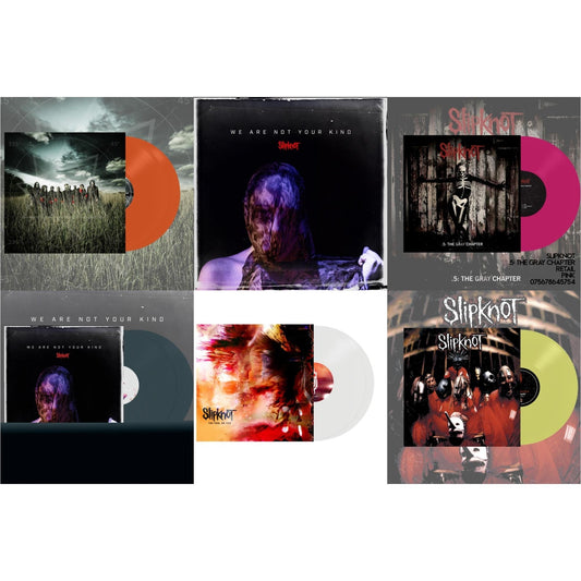 Slipknot - All Hope Is Gone (Orange Vinyl/2LP) & We Are Not Your Kind (Dl Card) & .5: The Gray Chapter (X) (Pink Vinyl/2LP) & We Are Not Your Kind (2LP/Light Blue Vinyl) & End, So Far (Clear Vinyl/2LP) & Slipknot (Lemon LP Vinyl)