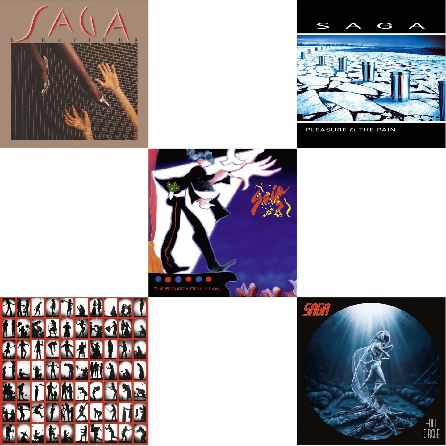 Saga - Behaviour & Beginner's Guide To Throwing Shapes (180G/Remastered) & Security Of Illusion (180G/Remastered) & Pleasure & The Pain & Full Circle (2021 Reissue) - LP Vinyl Bundle