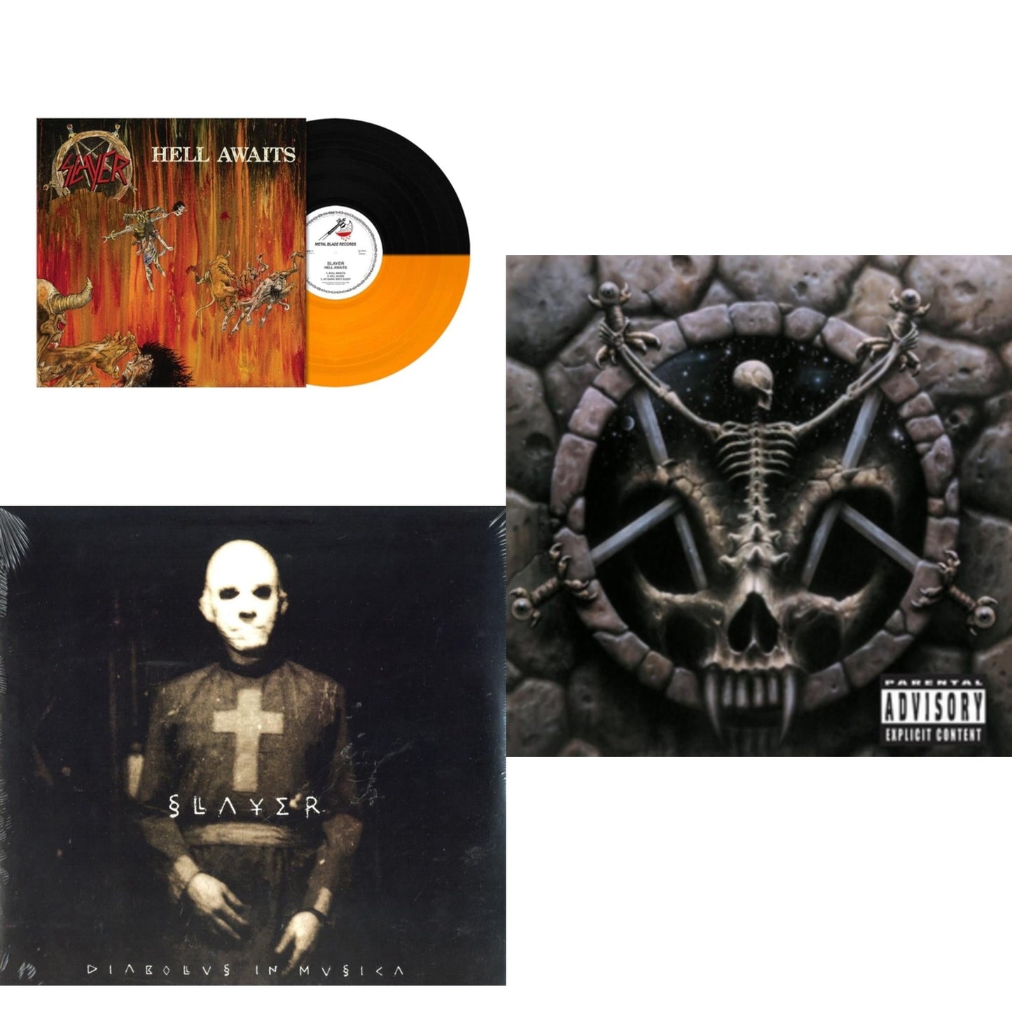 Slayer - Hell Awaits (Transparent Orange & Black Split LP Vinyl) & Diabolus In Musica & Divine Intervention